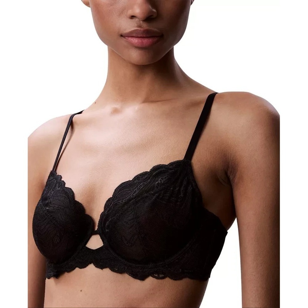 Calvin Klein Sensual Stretch Lace Unlined Full Coverage Bra Size 36C Black